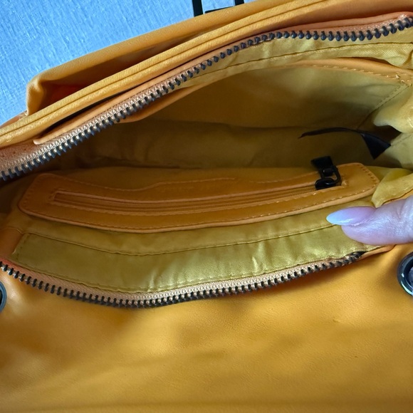 Badgley Mischka Yellow Quilted Crossbody Bag with Flap Closure - Picture 7 of 9